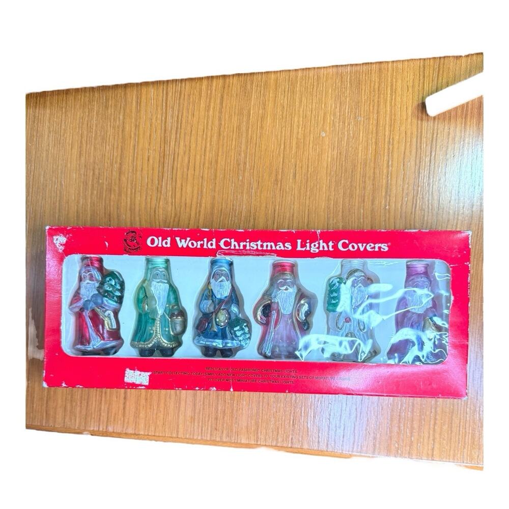 Old World Christmas Glass Christmas LIght Covers Set Of 6 Original Box
